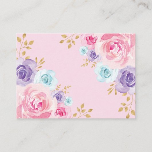 Roze Paarse blauwe kroonprinses Diaper Raffle Informatiekaartje (Achterkant)