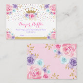 Roze Paarse blauwe kroonprinses Diaper Raffle Informatiekaartje (Voorkant / Achterkant)