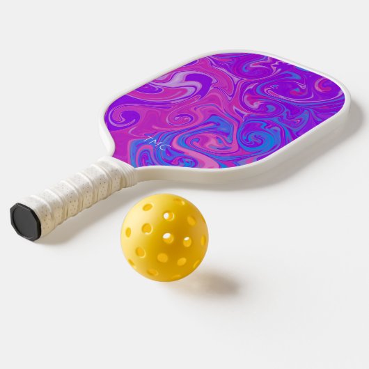 Roze Paarse blauwe marmer schilderachtige artiest  Pickleball Paddle (Laag 2)
