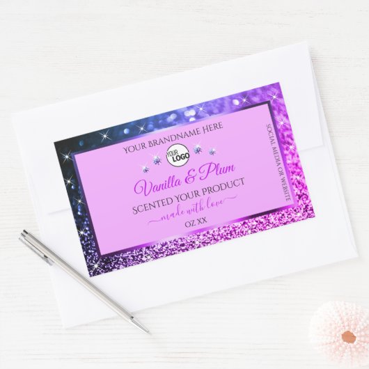 Roze Paarse blauwe ombre Glitter Logo Labels (Envelop)