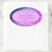 Roze Paarse blauwe ombre Glitter Logo Labels (Tas)