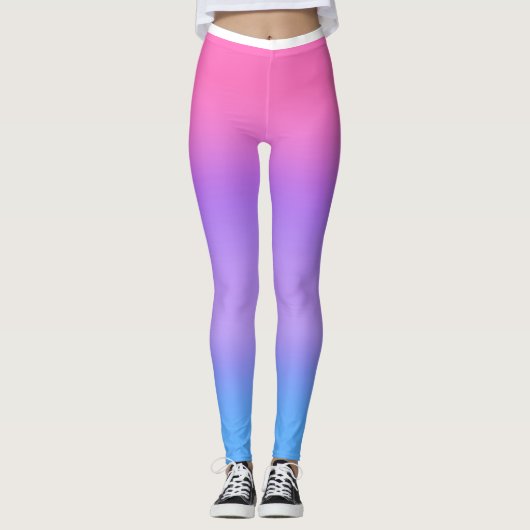 Roze Paarse Blauwe Ombre Leggings (Voorkant)