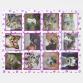 Roze Paarse blauwe onderdrukking Pet Foto Collage Fleece Deken (Voorkant (Horizontaal))
