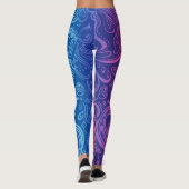 Roze Paarse Blauwe Paisley Pattern Yoga Leggings (Achterkant)