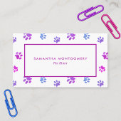 Roze Paarse Blauwe Paw Prints Patroon Pet Sitter Visitekaartje