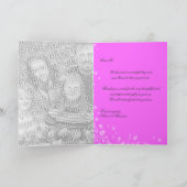 Roze paarse blauwe vlinder bruiloft bedankkaart (Binnen)