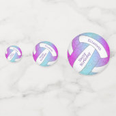 roze paarse blauwe volleybalverjaardag confetti (Achterkanten)