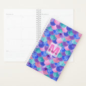 Roze Paarse blauwe Waterverf Zeemeermin monogram Planner (Display)