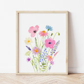 Roze Paarse Blauwe Wildflowers Kwekerij Muurkunst Sets