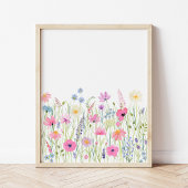 Roze Paarse Blauwe Wildflowers Kwekerij Muurkunst Sets