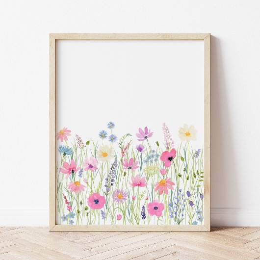 Roze Paarse Blauwe Wildflowers Kwekerij Muurkunst Sets