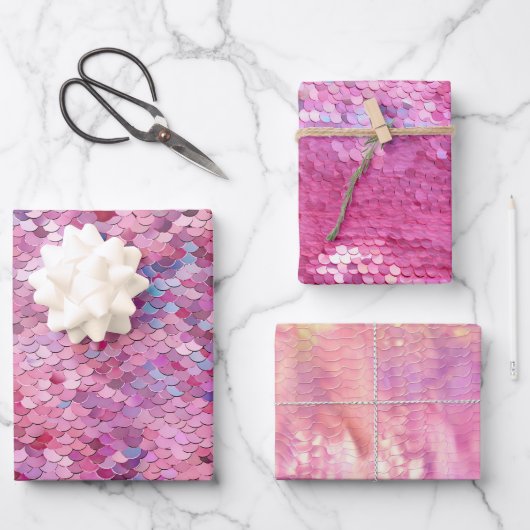 Roze Paarse Blauwe Zeemeermin Inpakpapier Vel (Voorkant)