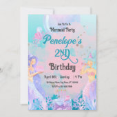 Roze paarse blauwe zeemeermin thema Verjaardagsfee Kaart (Voorkant)