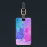 Roze, Paarse, Blauwgroen en blauwe Waterverf slib Bagagelabel<br><div class="desc">Dit roze,  paarse,  blauwgroen en blauwe waterverf smudges patroon is perfect voor de trendy en artsy vrouw.</div>