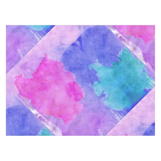 Roze, Paarse, Blauwgroen en blauwe Waterverf slib Tafelkleed (Voorkant (Horizontaal))