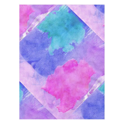 Roze, Paarse, Blauwgroen en blauwe Waterverf slib Tafelkleed (Voorkant)