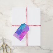 Roze, Paarse, Blauwgroen en blauwe Waterverf vlekk Cadeaulabel (Met Touw)