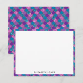 Roze Paarse Blauwgroen Glitter Sparkle Zeemeermin  Notitiekaartje (Voorkant / Achterkant)