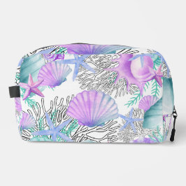 Roze Paarse Blauwgroen Koraal Zeeschelpen Schattig Toilettasje