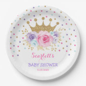 Roze Paarse Blauwgroen kroonprinses Baby shower Gi Papieren Bordje (Voorkant)