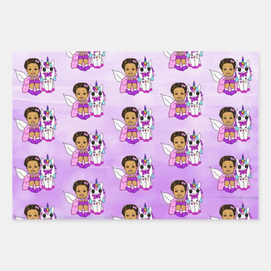 Roze, Paarse, Blauwgroen Melk en Unicorns Inpakpapier Vel (Voorkant 2)