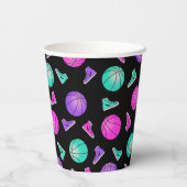 Roze Paarse Blauwgroen Neon Basketbal Sneakers Ver Papieren Bekers (Achterkant)