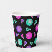 Roze Paarse Blauwgroen Neon Basketbal Sneakers Ver Papieren Bekers (Voorkant)