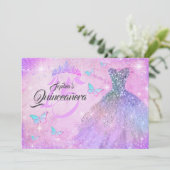 Roze Paarse Blauwgroen Sparkle Jurk Quinceanera Kaart (Staand voorkant)