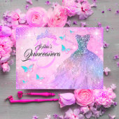 Roze Paarse Blauwgroen Sparkle Jurk Quinceanera Kaart