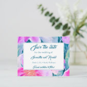 Roze Paarse Blauwgroen Waterverf Bruiloft Bewaar d Aankondigingskaart (Staand voorkant)