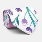 Roze Paarse Blauwgroen Waterverf Flowers Patroon Stropdas (Opgerold)