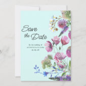 Roze Paarse Blauwgroen Wildflower Summer Save the  Kaart (Voorkant)