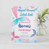 Roze Paarse Blauwgroen Zeemeermin Splash Verjaarda Kaart (Staand voorkant)