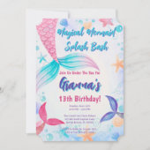 Roze Paarse Blauwgroen Zeemeermin Splash Verjaarda Kaart (Voorkant)