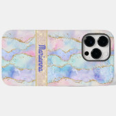 Roze Paarse Bleke groene Waterverf Faux Glitter Case-Mate iPhone Case (Achterkant (horizontaal))