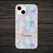 Roze Paarse Bleke groene Waterverf Faux Glitter Case-Mate iPhone Case
