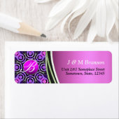 Roze Paarse Bling Monogram Adres Etiket (Insitu)