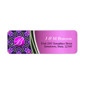 Roze Paarse Bling Monogram Adres Etiket (Voorkant)