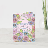 Roze Paarse bloeiende bloemen Moederdag Kaart (Voorkant)