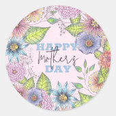 Roze Paarse bloeiende bloemen Moederdag Ronde Sticker (Voorkant)