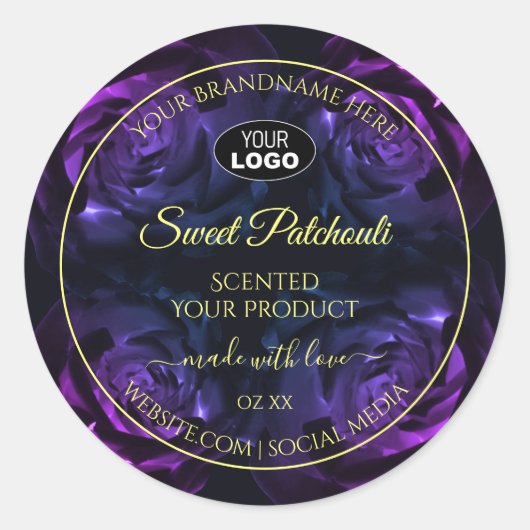 Roze Paarse bloeiende Rozen Etiket Logo toevoegen (Voorkant)