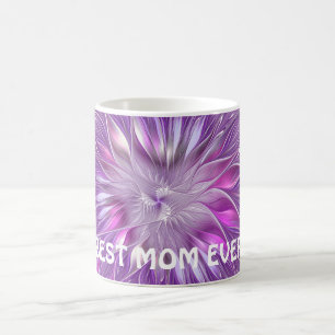 Roze Paarse bloem Abstracte fractal Art Beste mama Koffiemok