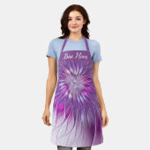Roze Paarse bloem Abstracte fractal Art Beste mama Schort (Gedragen)