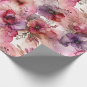 Roze & Paarse Bloem Alcohol Ink Print Cadeaupapier (Hoek)