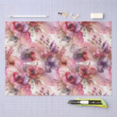 Roze & Paarse Bloem Alcohol Ink Print Tissuepapier (Craft)
