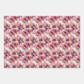 Roze & Paarse Bloem Alcohol Inkt Kleine Print Inpakpapier Vel (Voorkant 3)
