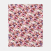 Roze & Paarse Bloem Alcohol Inkt Print Fleece Deken (Voorkant)