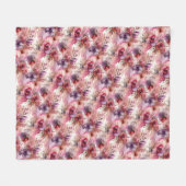 Roze & Paarse Bloem Alcohol Inkt Print Fleece Deken (Voorkant (Horizontaal))