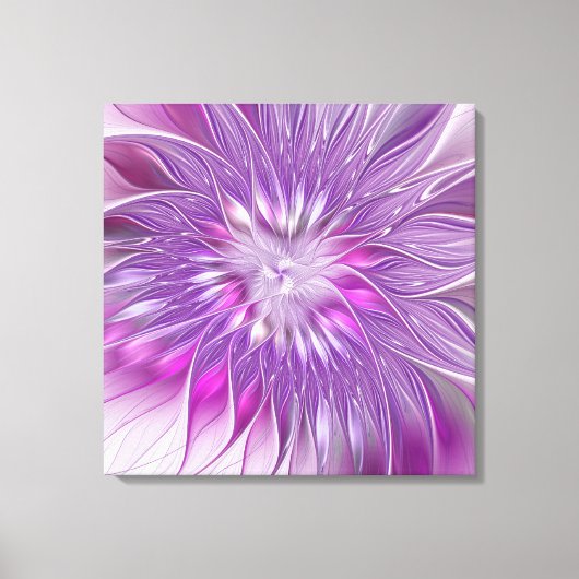 Roze Paarse Bloem Passie Abstract Fractale Kunst Canvas Afdruk (Voorkant)