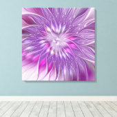 Roze Paarse Bloem Passie Abstract Fractale Kunst Canvas Afdruk (Insitu (Houten vloer))